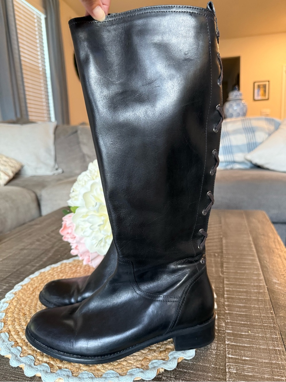Sesto Meucci Black Leather Riding Boots
